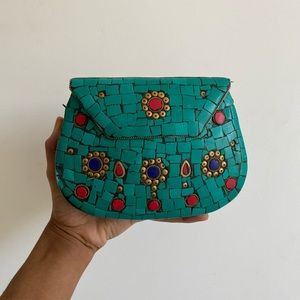Turquoise Hard Shell Clutch